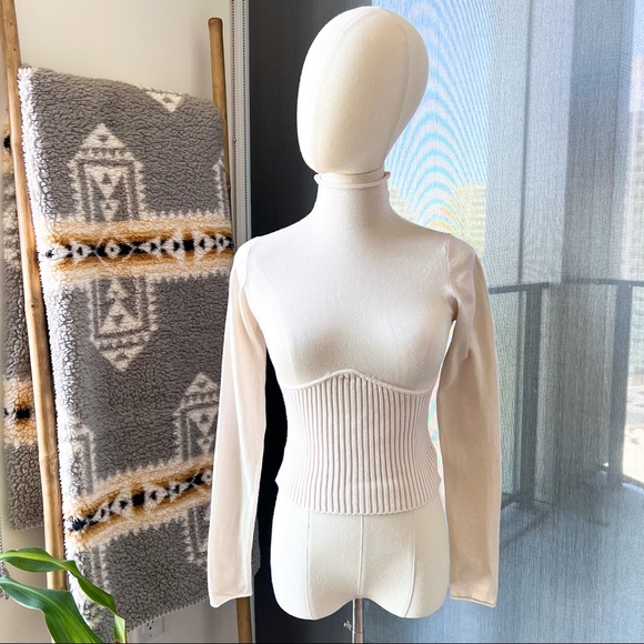Zara Sweaters - ZARA Cream Contrast Knit Turtleneck Pullover Sweater Women’s Size Small